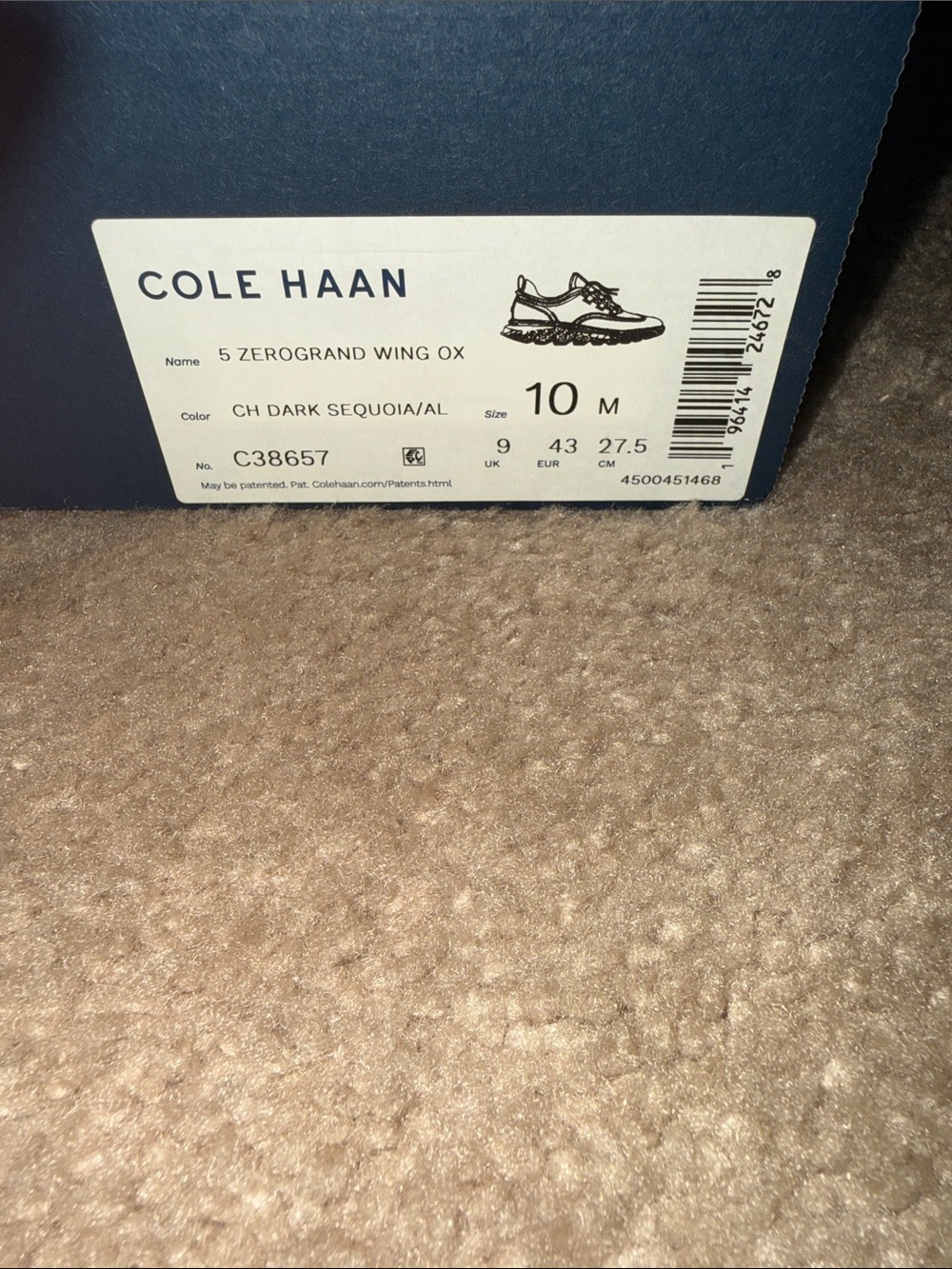 Cole Haan Men’s Brown Leather Wingtip Sneakers with Cream Sole - Picture 2 of 7